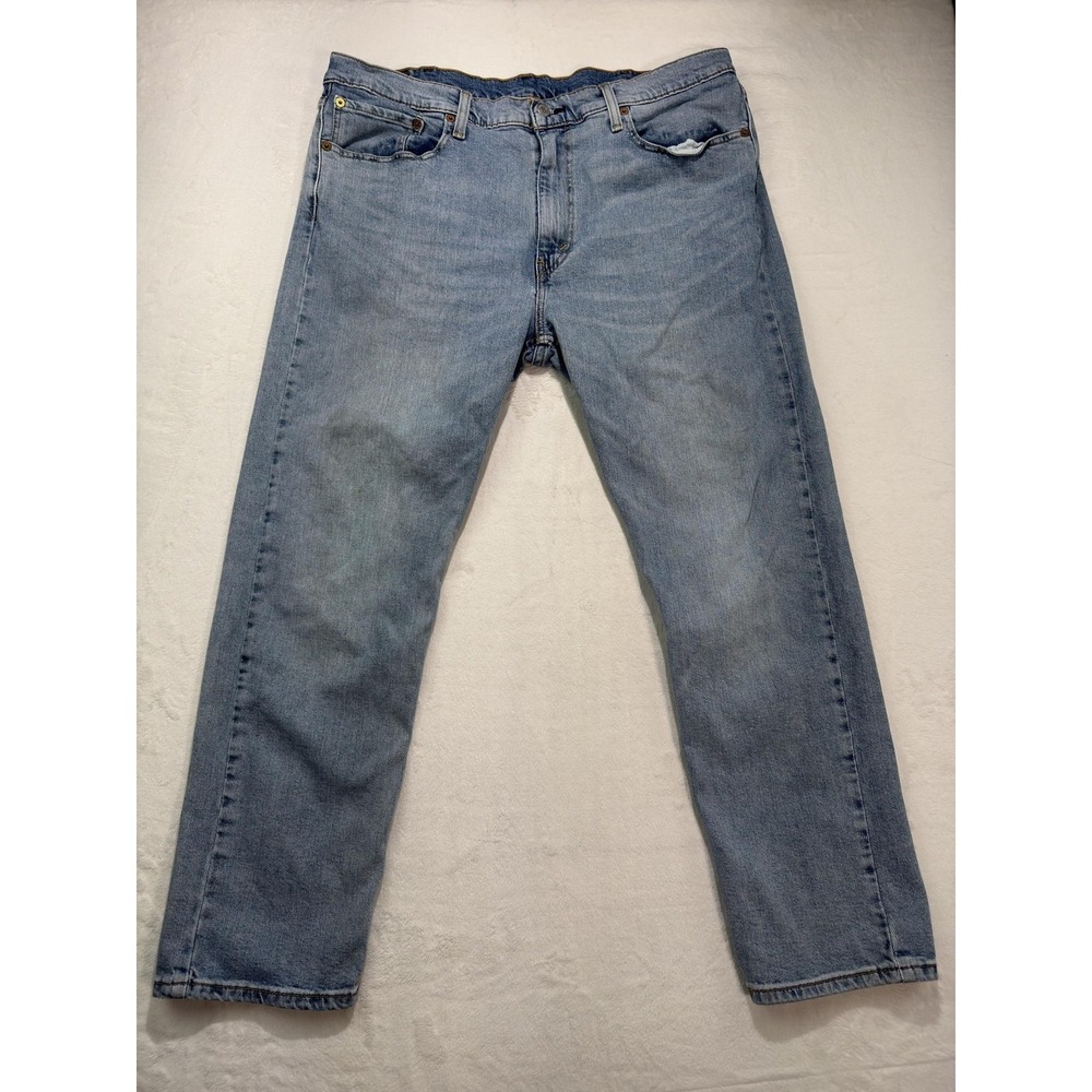 Levis Jeans Mens 38x30 Blue Denim Straight Leg Regular Fit Light Wash Casual
